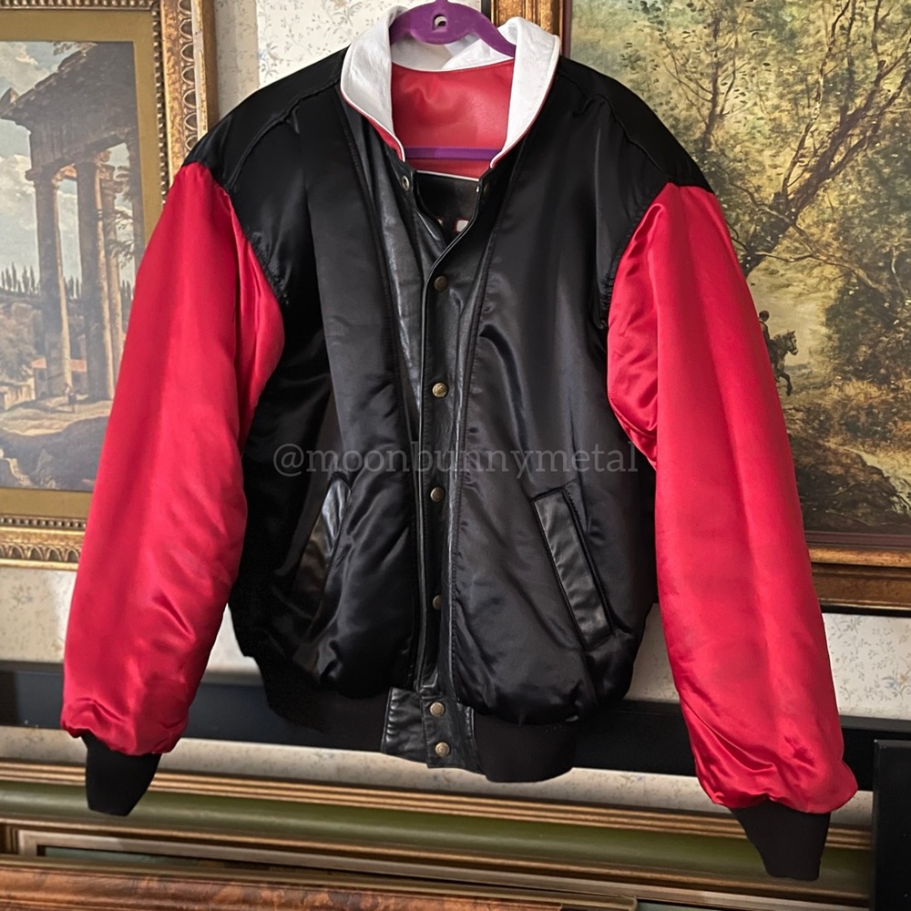 ❌SOLD❌ Vintage Chicago Bulls NBA Hamilton Reversible Leather Jacket 90s Bomber - Picture 5 of 12